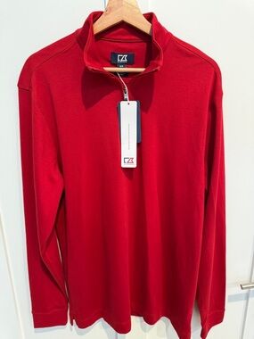 Cutter & Buck Men's Red Quarter-Zip Pullover